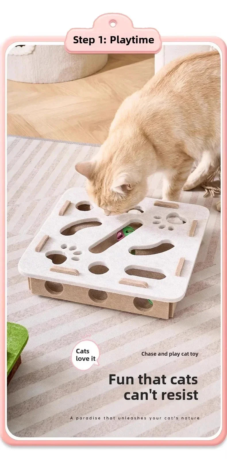 Brinquedo de Puzzle para Gatos – Caixa com Bolinha e Exercício Indoor