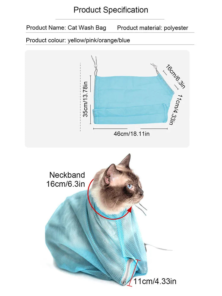 Bolsa de Banho Antiarranhões para Gatos