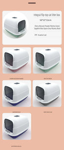 Caixa de areia para gatos totalmente fechada com controle de odores e pá bidirecional