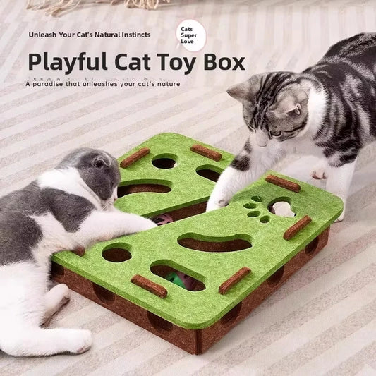 Brinquedo de Puzzle para Gatos – Caixa com Bolinha e Exercício Indoor