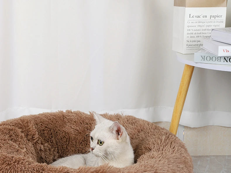 Cama Redonda Peluciada para Gatos e Cães