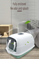 Caixa de areia para gatos totalmente fechada com controle de odores e pá bidirecional