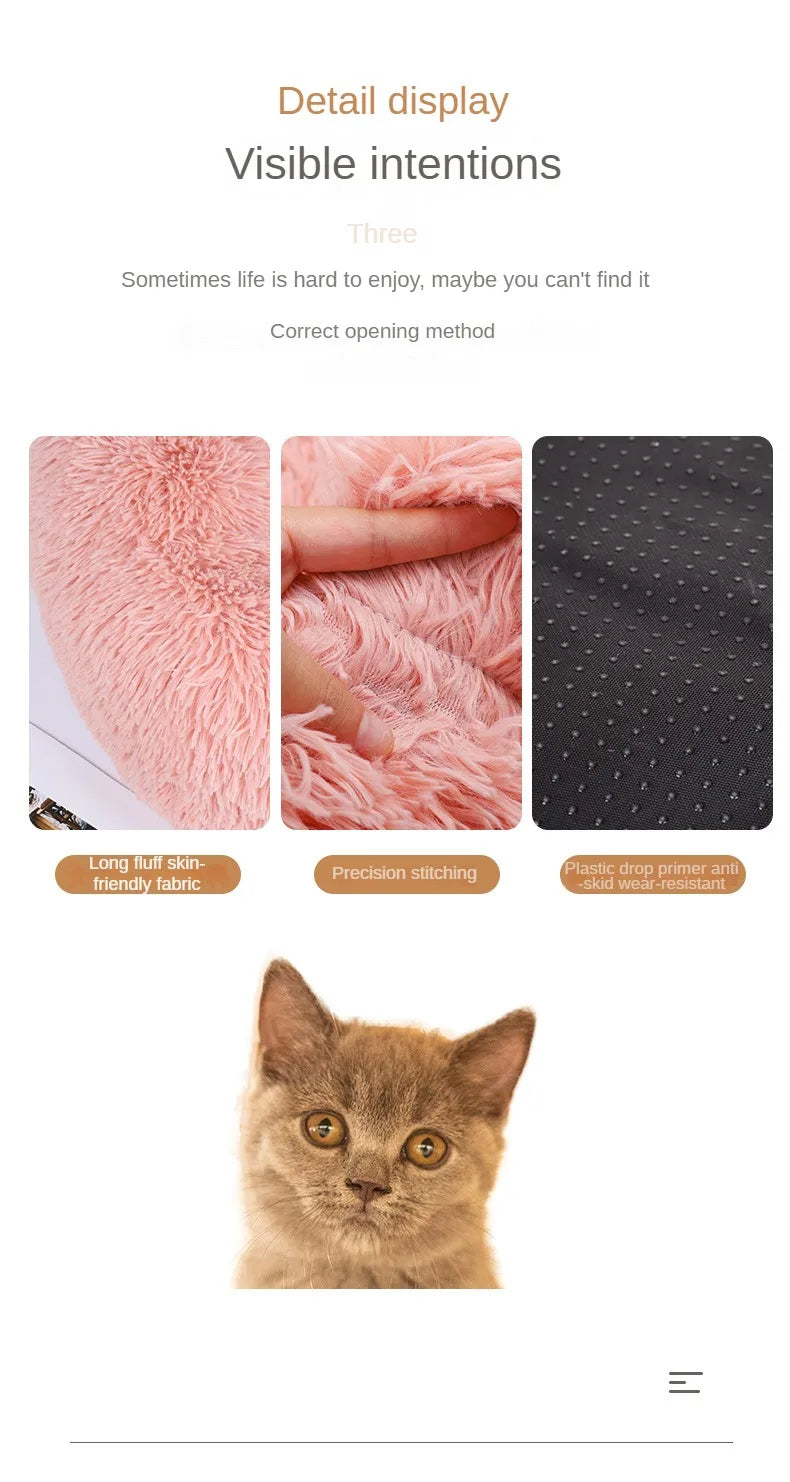 Cama Redonda Peluciada para Gatos e Cães