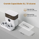 Dispensador automático de ração para cães e gatos com tigelas duplas, controle Wi-Fi via APP Tuya e gravador de voz