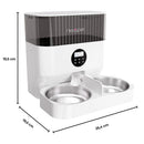 Dispensador automático de ração para cães e gatos com tigelas duplas, controle Wi-Fi via APP Tuya e gravador de voz